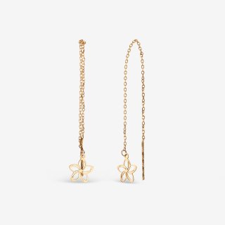 گوشواره بخیه‌ای طلا 18 عیار زنانه نیکان گلد مدل گل 124 — تصویر 1 از 2