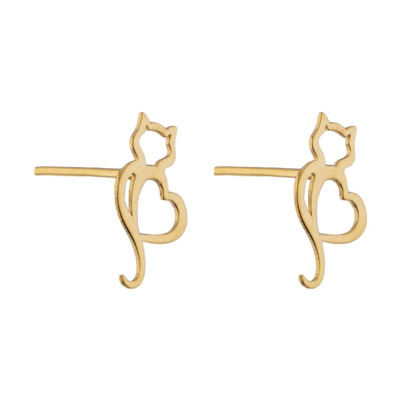 نیم ست طلا 18 عیار زنانه قیراط طرح گربه کد GH6283 — تصویر 3 از 5