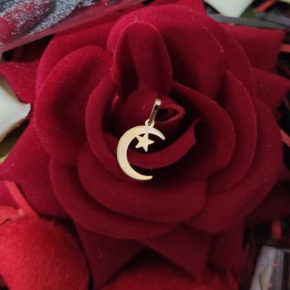 آویز گردنبند طلا 18 عیار زنانه مدل ماه و ستاره — تصویر 2 از 3