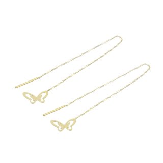 گوشواره طلا 18 عیار زنانه مدل گوشواره بخیه ای طرح پروانه GE008 — تصویر 2 از 2