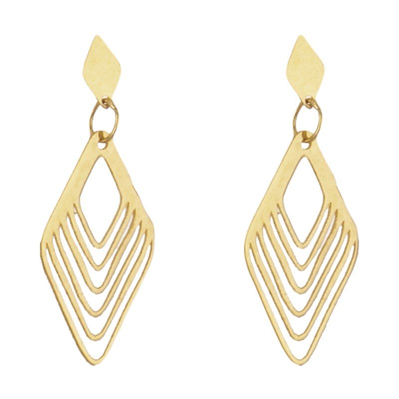 گوشواره طلا 18 عیار زنانه قیراط مدل لوزی کد GH6281 — تصویر 1 از 3