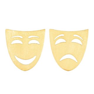 گوشواره میخی طلا 18 عیار دخترانه نیکان گلد مدل ماسک 688 — تصویر 1 از 2