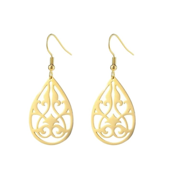 گوشواره طلا 18 عیار زنانه قیراط طرح اشک کد GH3677 — تصویر 1 از 4