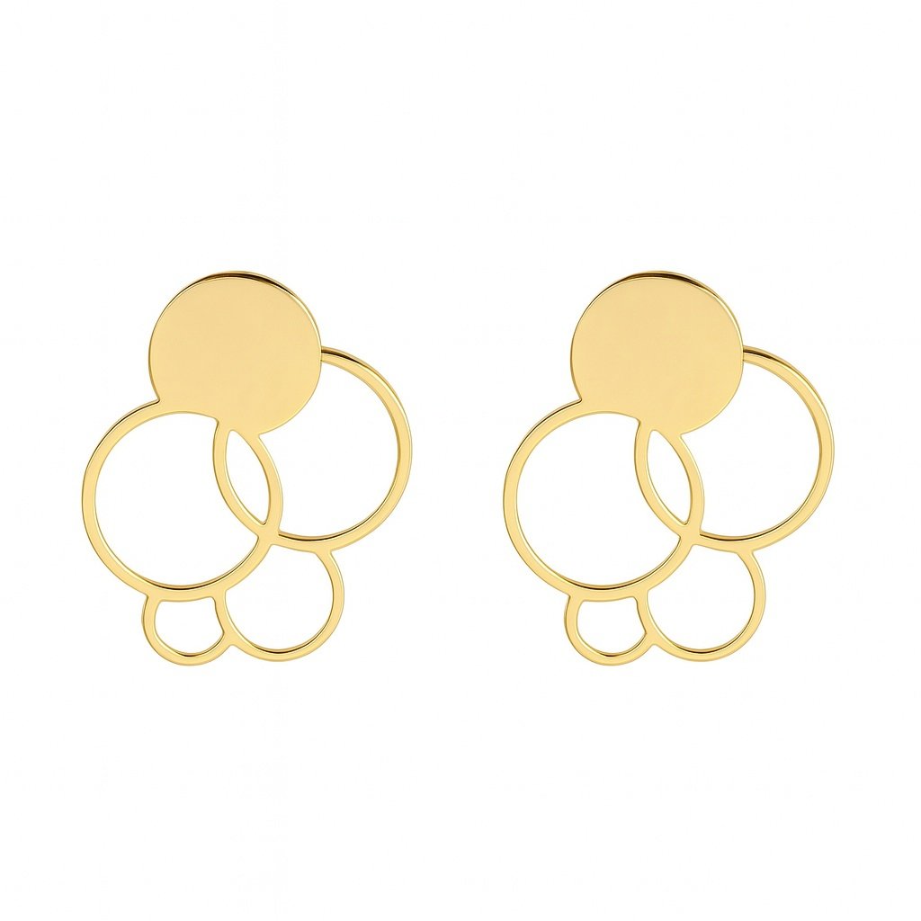 گوشواره میخی طلا 18 عیار دخترانه نیکان گلد مدل حلقوی — تصویر 1 از 2