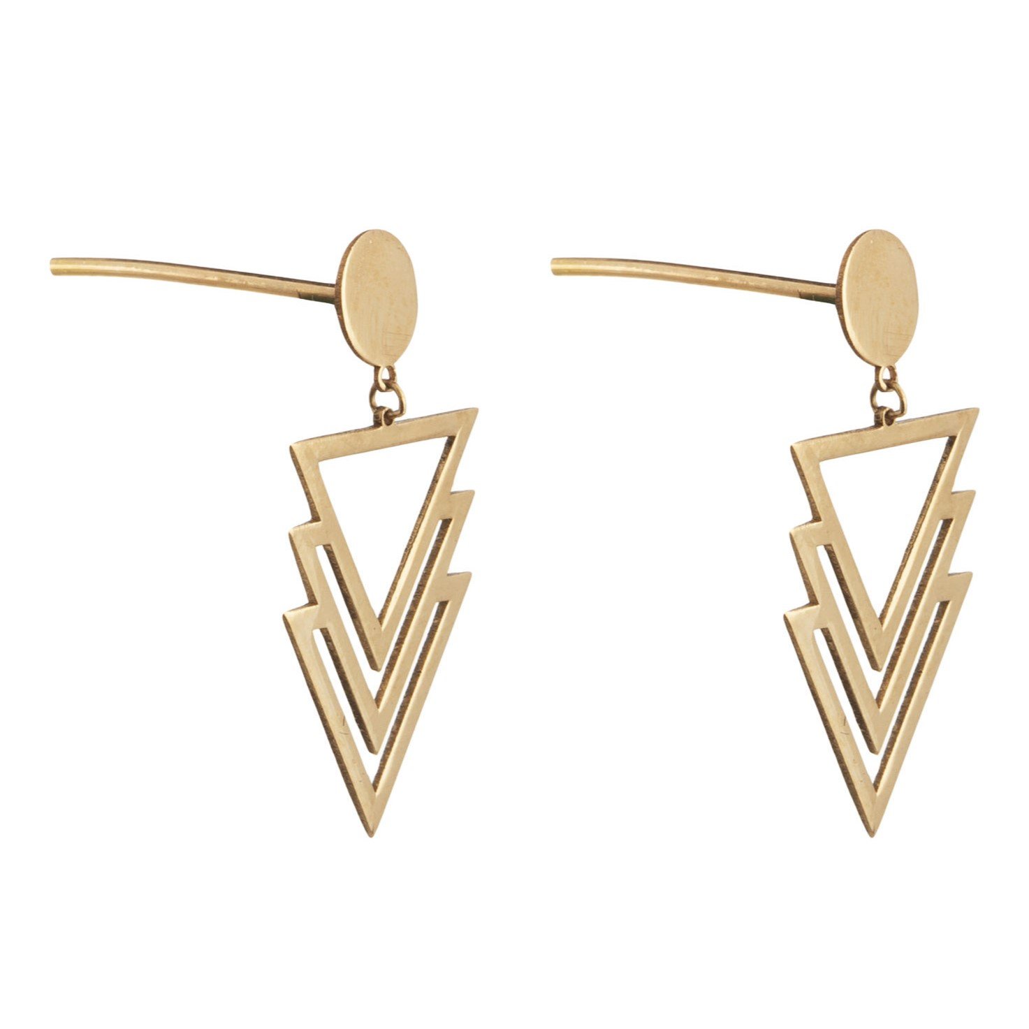 گوشواره طلا 18 عیار زنانه قیراط طرح مثلث کد GH3968 — تصویر 3 از 4