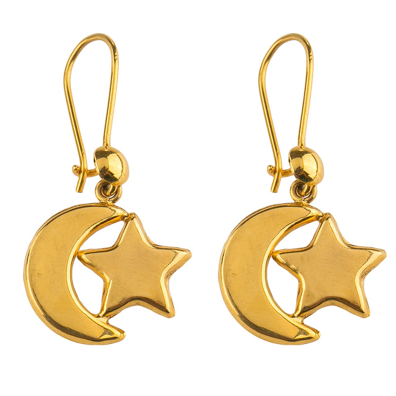 گوشواره طلا 18عیار گالری طلاچی مدل آویز ماه و ستاره — تصویر 1 از 4