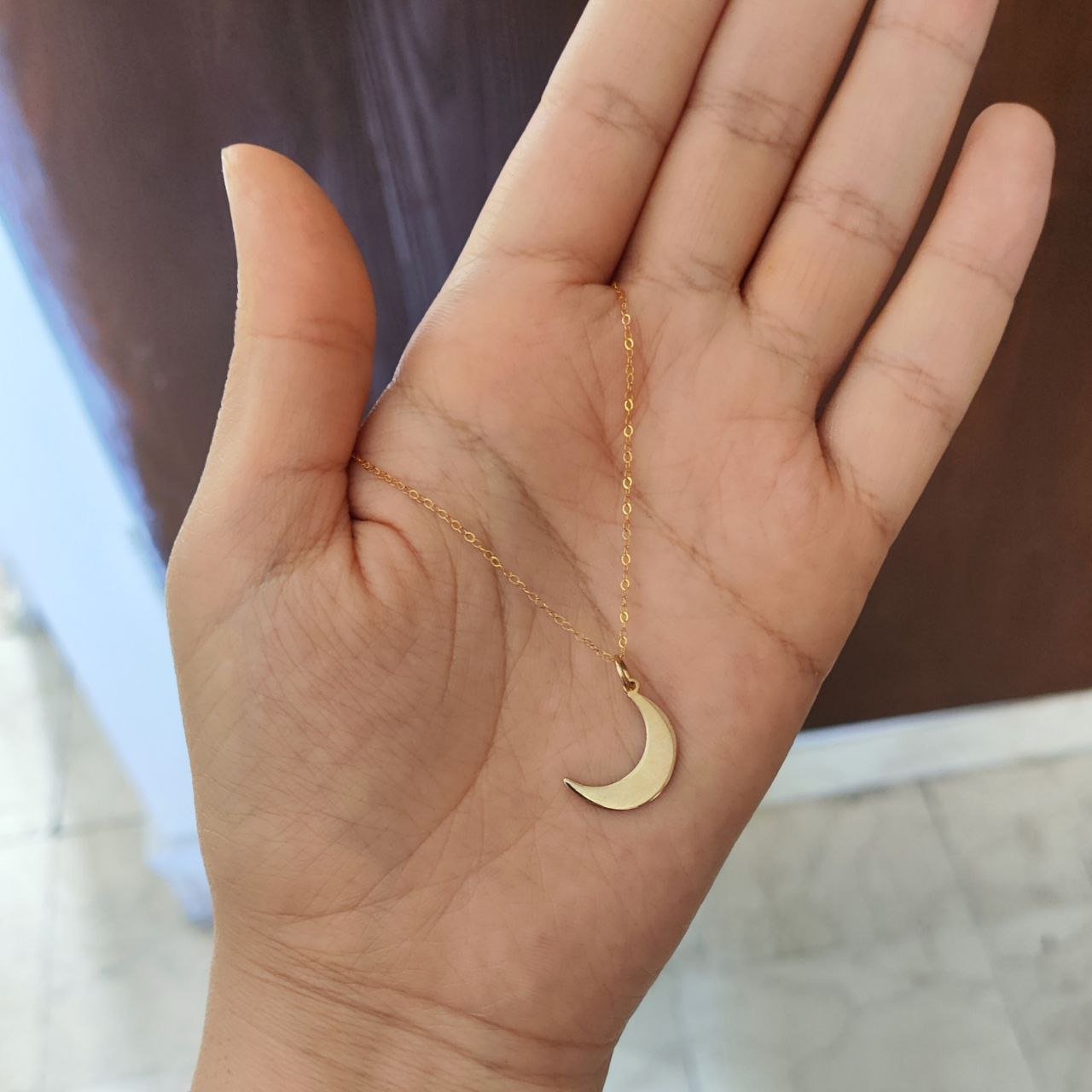 گردنبند طلا 18 عیار زنانه با زنجیر حلقه‌ای (فلامینگو) نیکان گلد مدل ماه — تصویر 3 از 5