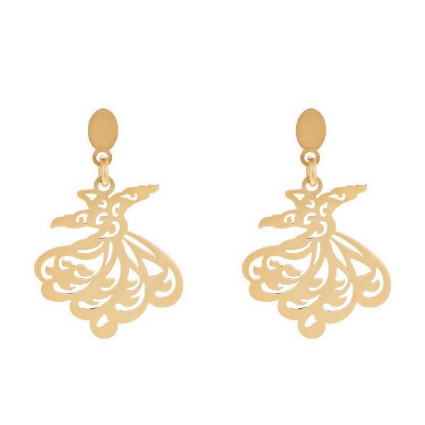 گوشواره میخی طلا 18 عیار زنانه نیکان گلد مدل پر — تصویر 1 از 2