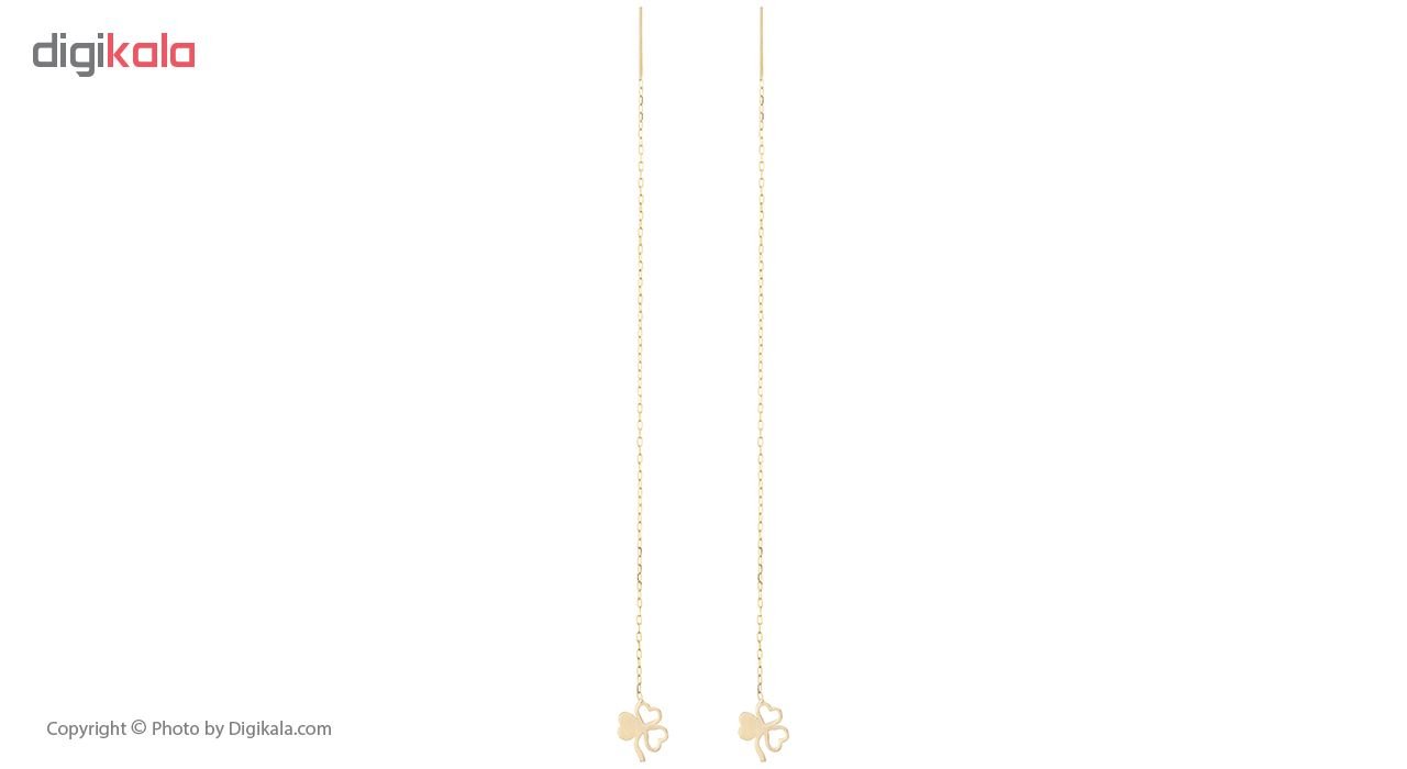 گوشواره طلا 18 عیار زنانه طرح برگ سه پر کد EL-006 — تصویر 2 از 4