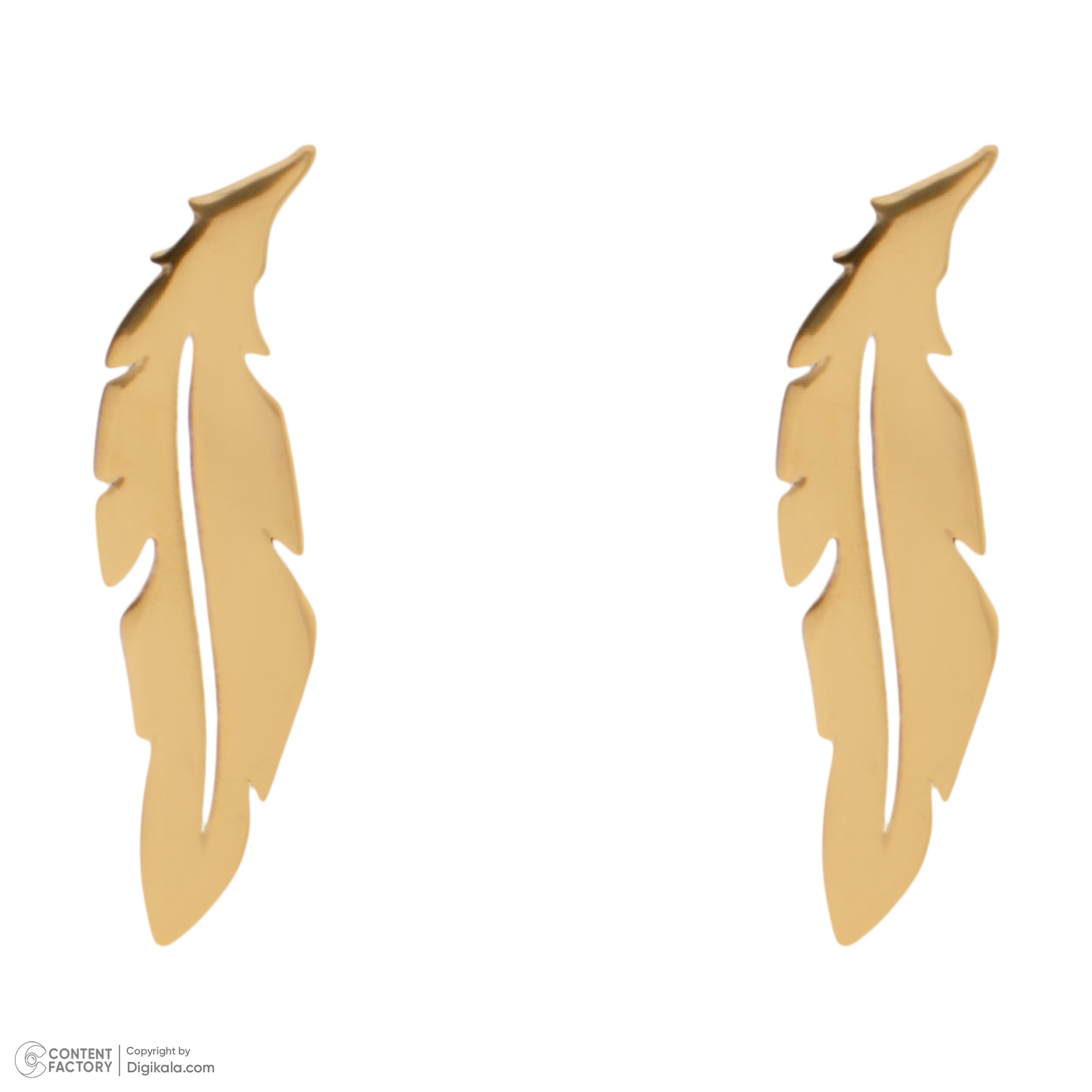 گوشواره میخی طلا 18 عیار زنانه نیکان گلد مدل پر — تصویر 4 از 5