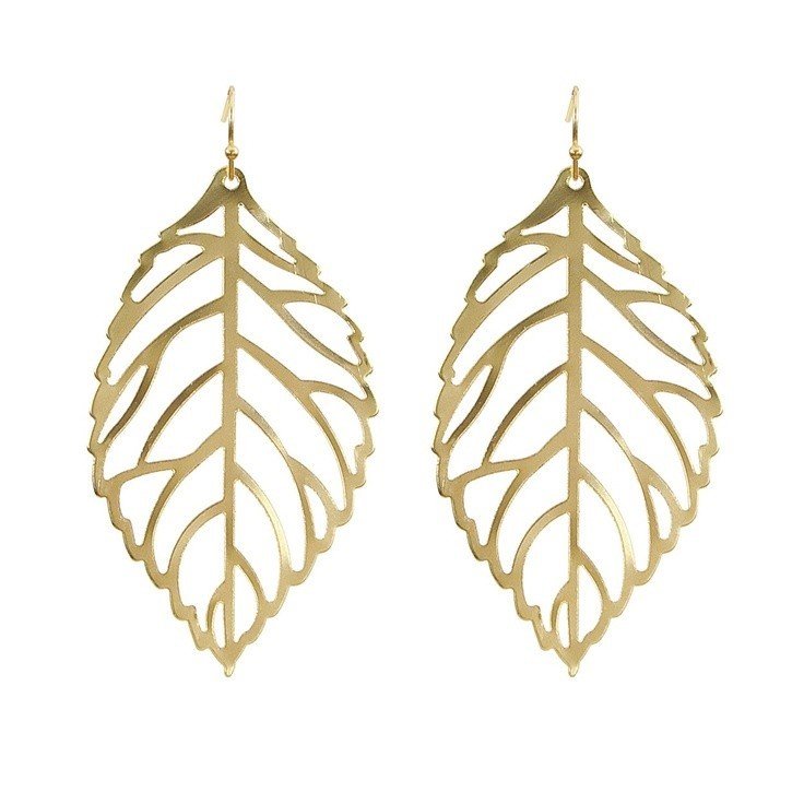 گوشواره طلا 18 عیار زنانه قیراط طرح برگ کد GH3669 — تصویر 2 از 3