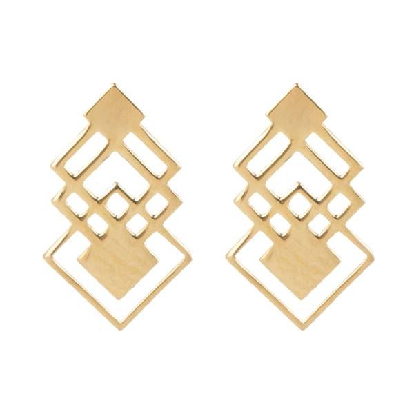 گوشواره میخی طلا 18 عیار زنانه نیکان گلد مدل لوزی — تصویر 3 از 6