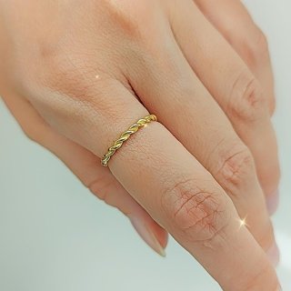 انگشتر طلا 18 عیار زنانه مدل طنابی J0038 — تصویر 2 از 2
