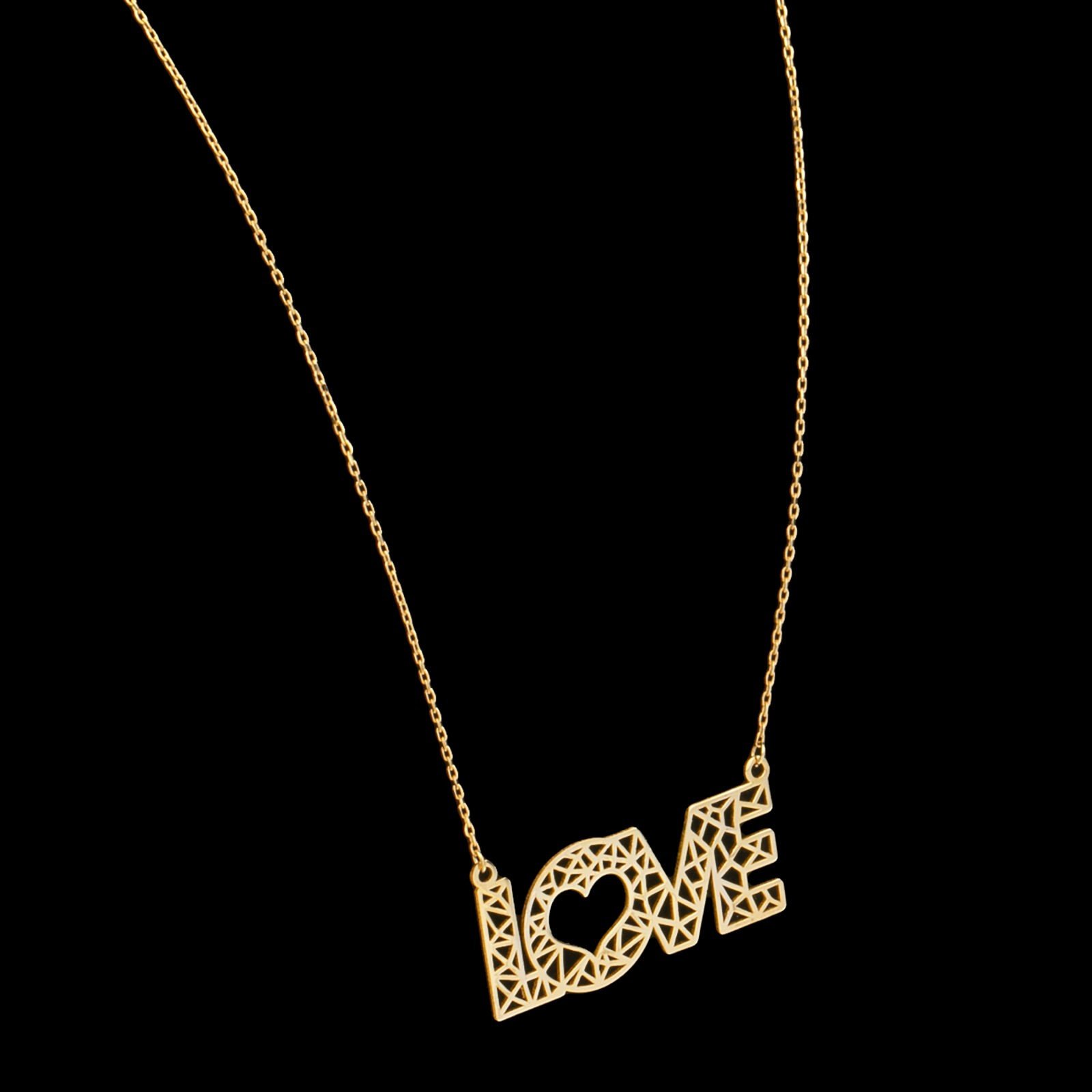 گردنبند طلا 18 عیار زنانه قیراط طرح LOVE کد GH4582 — تصویر 3 از 4